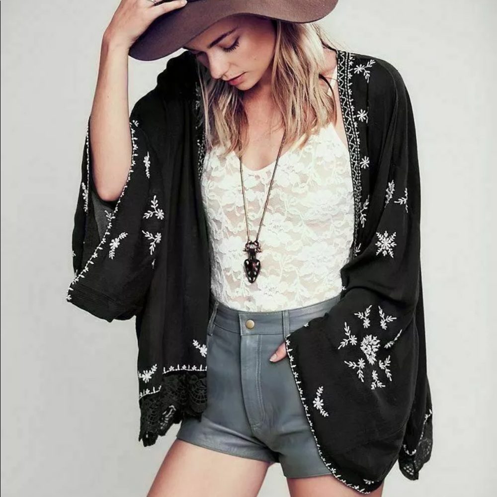 Free People Embroidered Kimono